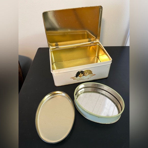 RARE Vintage Fiorucci Angel Cherub Tin Perfume Canisters/Containers:Cottage/Boho - Picture 2 of 11